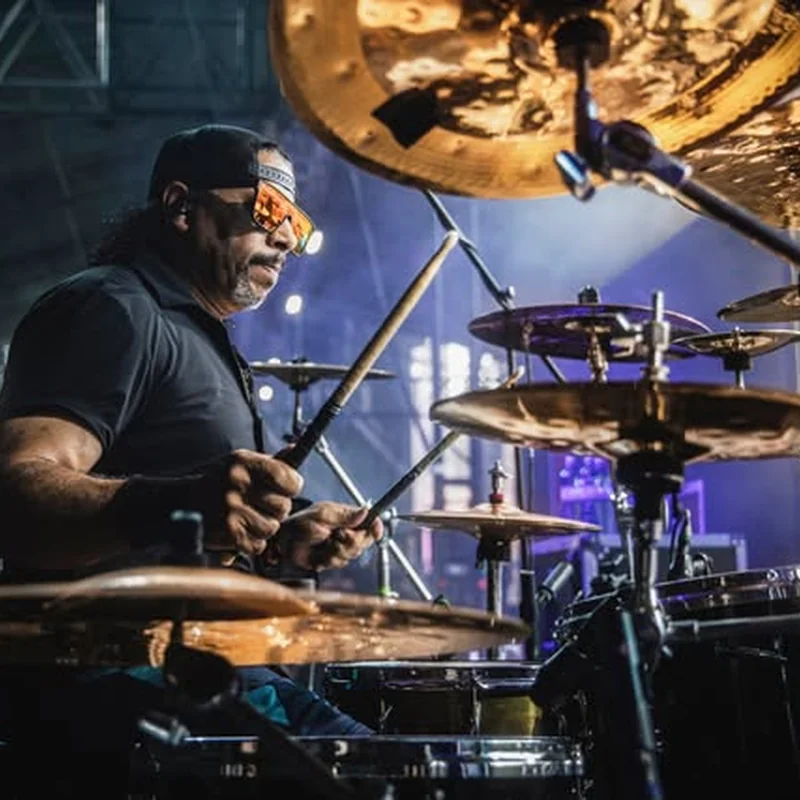 Drummer performing on stage